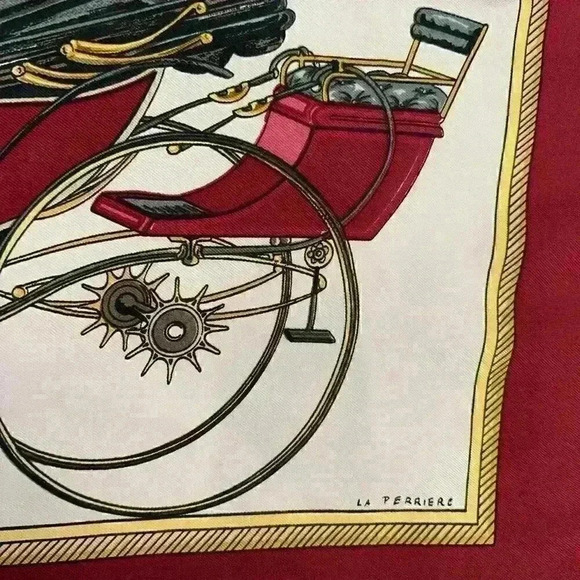 Hermes Les Voitures A Transformation Silk Scarf Vintage La Perriere Equestrian - Picture 7 of 16
